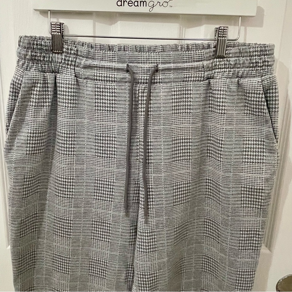 a new day Gray Plaid Drawstring Joggers Large Women SweatPants Athletic Casual - Picture 3 of 7